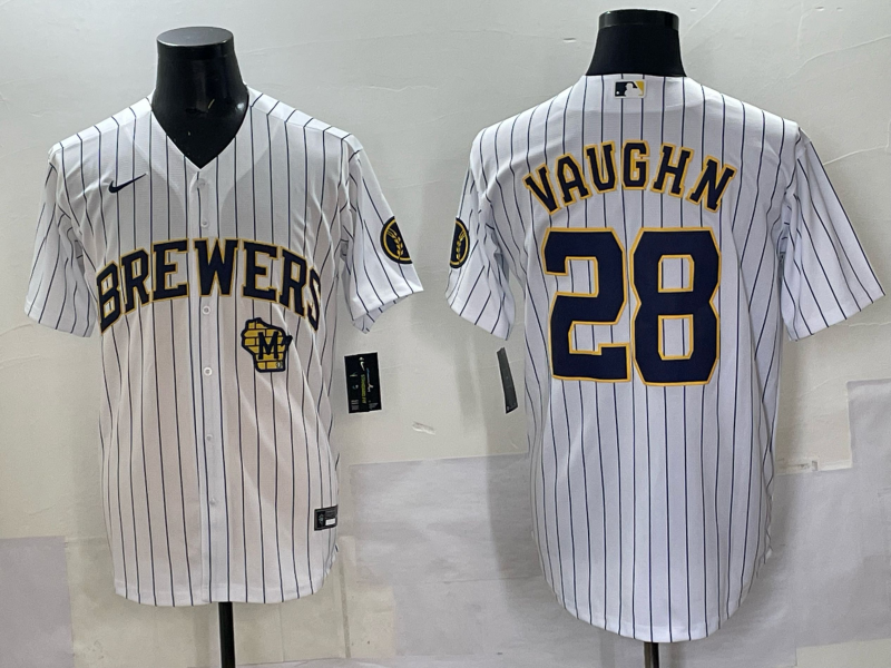 Men Milwaukee Brewers #28 Vaughn white 2025 Nike NFL JERSEY 0012